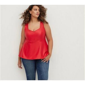 Torrid Peplum Red Faux Leather Sweetheart Neckline Tank Top Women Size 4XL